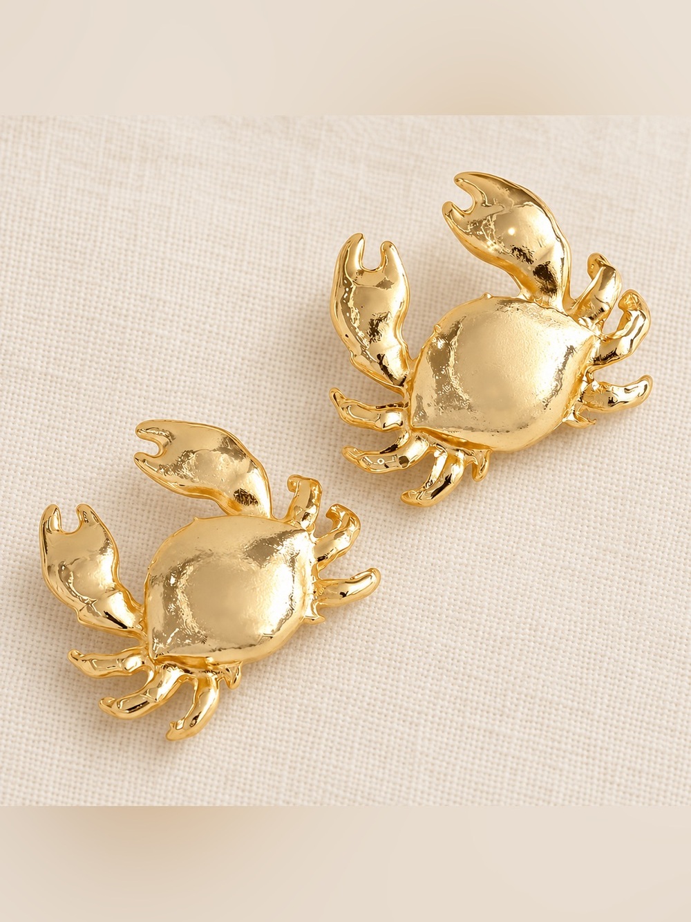Bubu Shop Gold Crab-Shaped Statement Earrings - Women Accessories New
